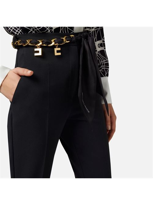 Pantalone a zampetta in crêpe stretch con cintura foulard ELISABETTA FRANCHI | PAT1641E2110110